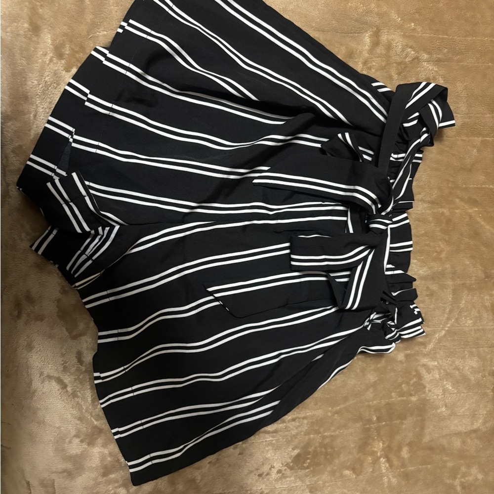 SHEIN Black and White Striped High Waist Shorts